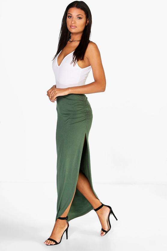 Tamsin Ruched Side Jersey Maxi Skirt